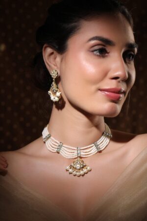 White Empire Kundan Pearl Choker Set