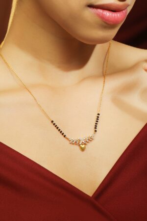 Black Pearll 22K Gold-Plated Mangalsutra Necklace with Black Beads, Heart-Shaped Pendant & Cubic Zirconia for Women