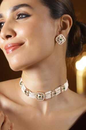 Ethnic Green Stone Choker Set