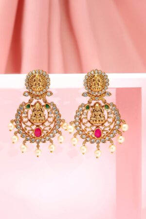 Divine Golden Goddess Temple Drop Earrings