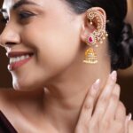 Festive Radiance Ruby Ear-Cuff Jhumkas