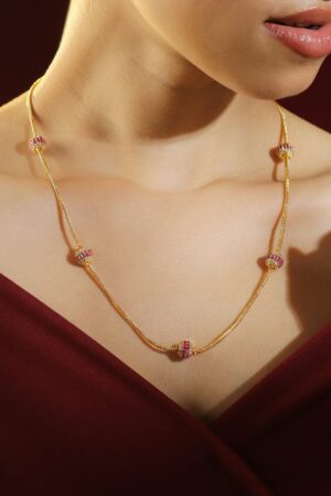 Splendid Pink Beads Necklace Chain