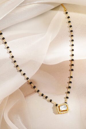 Cubic American Diamond Zirconia Gold Mangalsutra