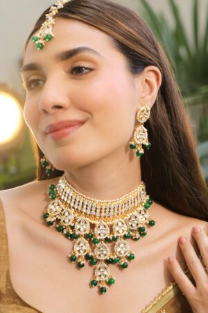 Luxe Green Beads Bridal Necklace
