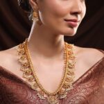 Long Pearl Drop Necklace Set with Laxmi Motif