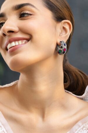 Stylish Fusion Multicolour Zirconia Hoops