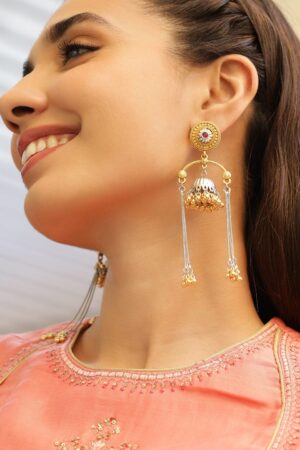 Oxidised Ruby Charm Dangle Jhumkas
