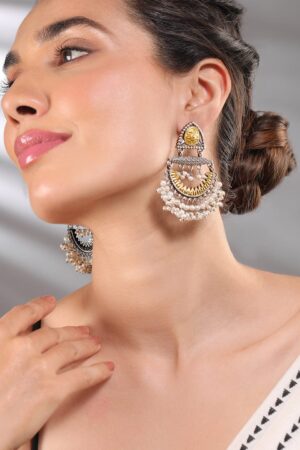 Golden Edge Pearly Dual Tone Chandbali