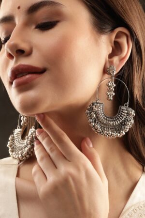 Glorified Chandbali Oxidised Jhumka