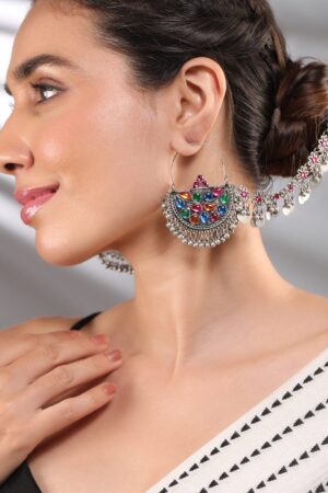 Vivid Bloom Pearl Chandbali with Kaan Chain