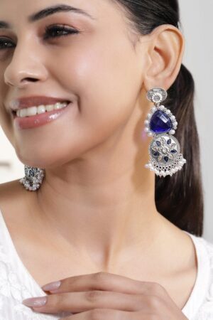 Blue Harmony Oxidised Statement Earrings