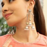 Festive Pearl Cascades Silver Long Jhumkas