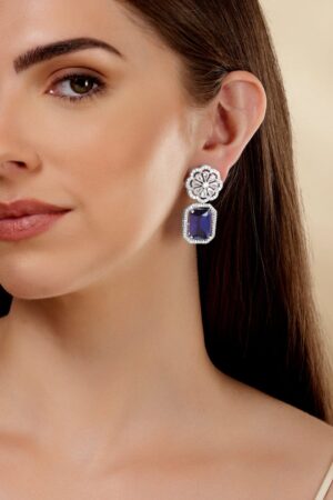 Royal Aura Blue Stone Drop Earrings