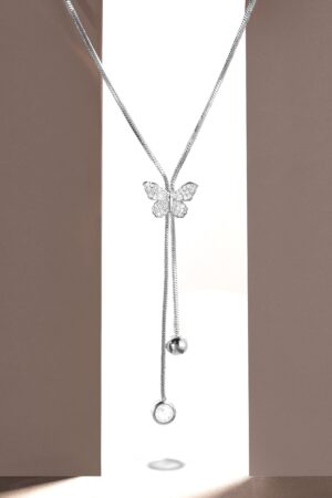 Butterfly Motif American Diamond Zirconia Studded Necklace Chain