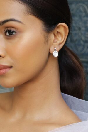 Rhodium Plated American Diamond Zirconia Drop Earrings