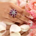 Red Floral American Diamond Zirconia Ring