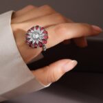 Floral Pink American Diamond Zirconia Ring