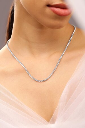 Gleaming American Diamond Zirconia Studded Chain Necklace
