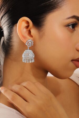 Gleaming Grace American Diamond Zirconia Jhumka