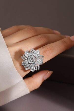 American Diamond Zirconia Floral Ring