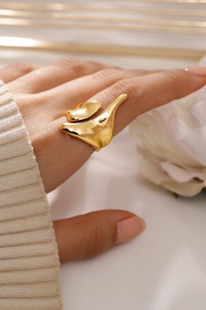 Black Pearll Voguish 18K Gold-Plated Abstract Openable Finger Ring