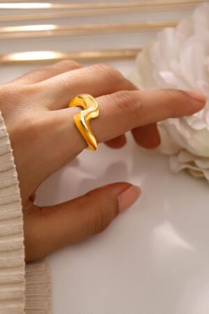 Black Pearll Voguish 18K Gold-Plated Abstract Statement Adjustable Ring