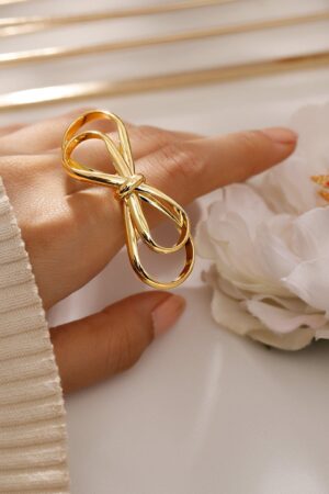 Black Pearll Voguish 18K Gold-Plated Adjustable Bow Knot Ring