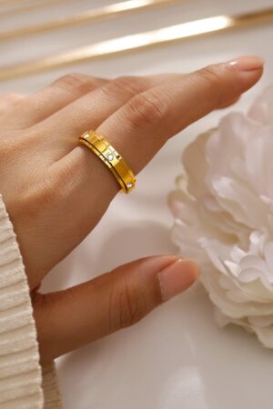 American Diamond Zirconia Gold Plated Sleek Band