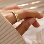 Gold plated American Diamond Zirconia Channel Ring