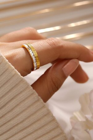 Gold plated American Diamond Zirconia Channel Ring