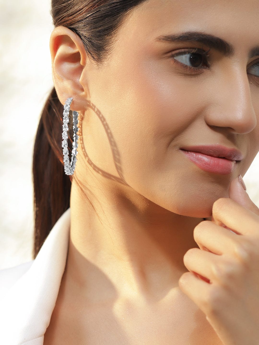 Crystal Studded Hoop Earrings