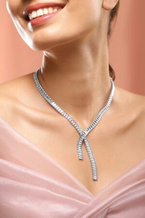 Refined Y Shaped Ad Studded Necklace