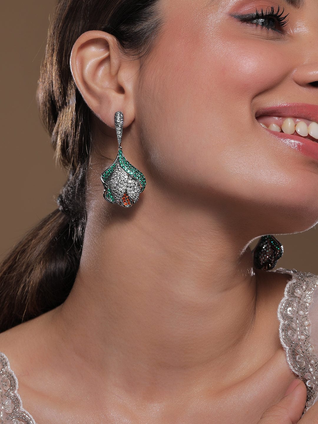 Colour Burst American Diamond Zirconia Drop Earrings